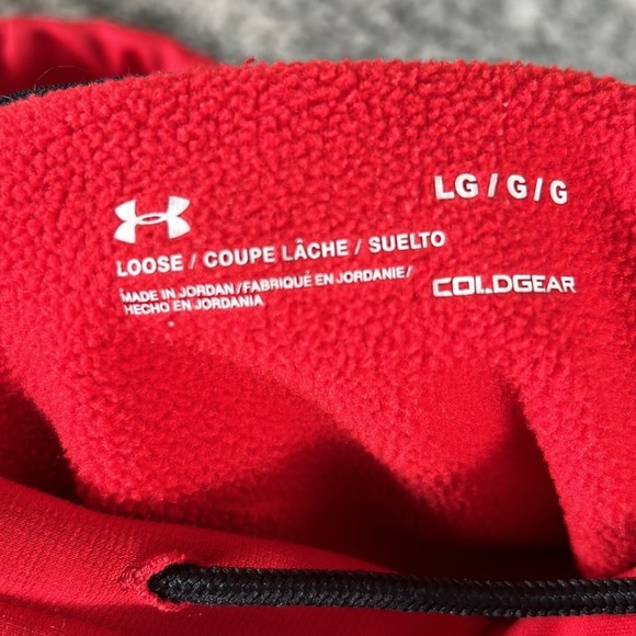 Under Armour sweatshirt, size large, red, hoodie, front pouch, long sleeve - Picture 6 of 10